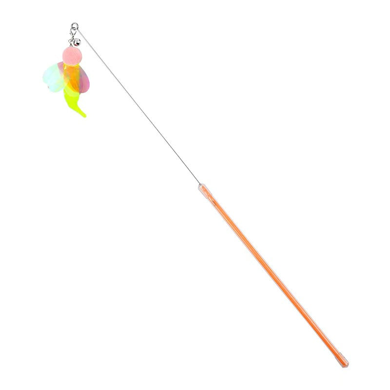 Flying Bug Cat Wand Teaser Toy with Bell for Indoor Play