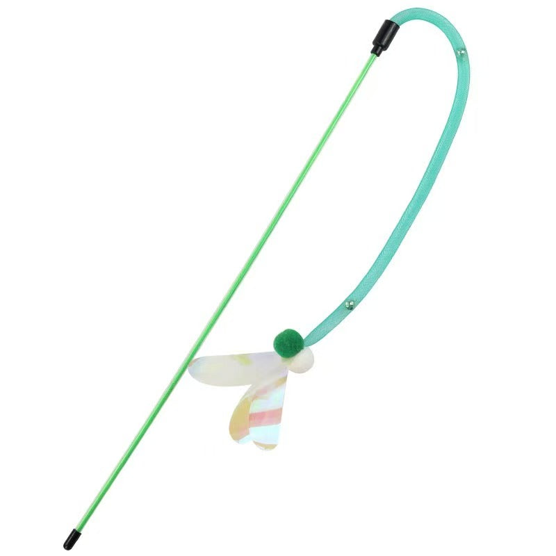 Flying Bug Cat Wand Teaser Toy with Bell for Indoor Play