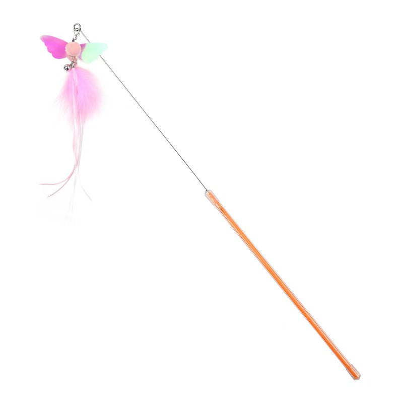 Flying Bug Cat Wand Teaser Toy with Bell for Indoor Play