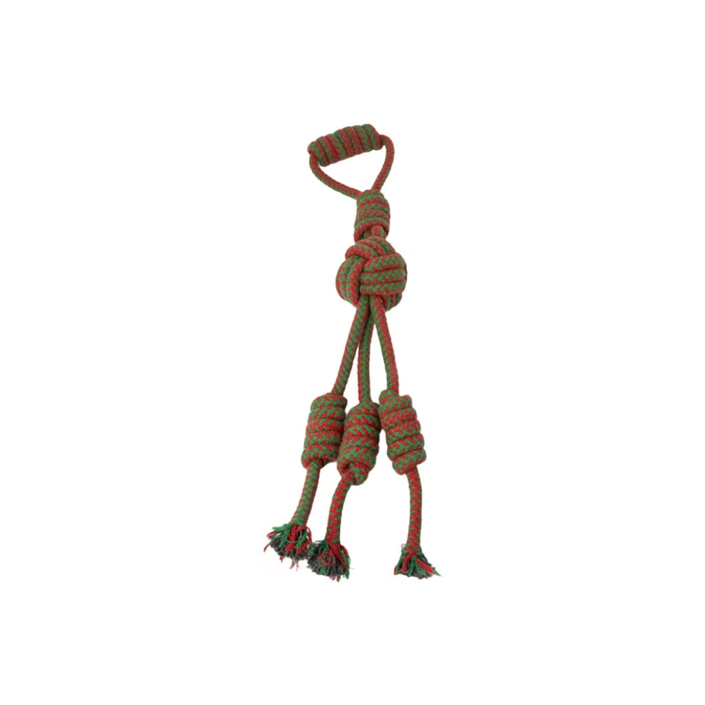 Christmas Rope Dog Tug Toy for Chewing and Teeth Cleaning