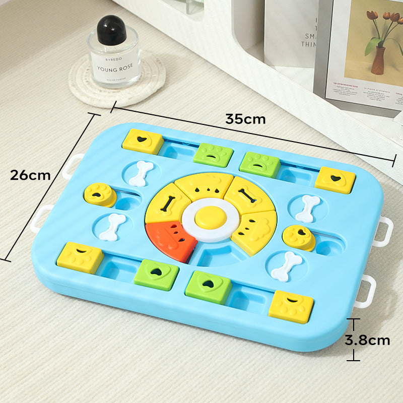 Brain stimulation puzzle toy for dogs that encourages treat hunting