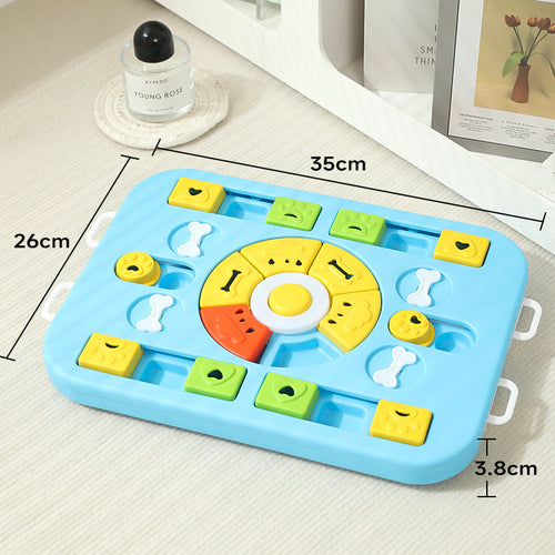 Brain stimulation puzzle toy for dogs that encourages treat hunting