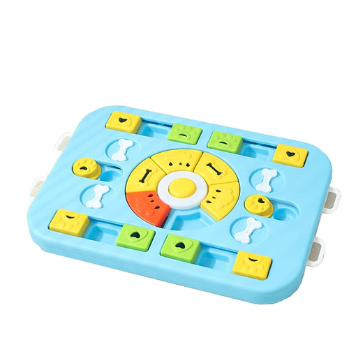 Dog puzzle toy with rotating treat compartments for slow feeding