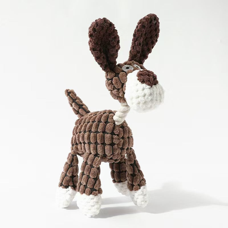 Donkey plush squeaker toy for dogs who love to chew and play