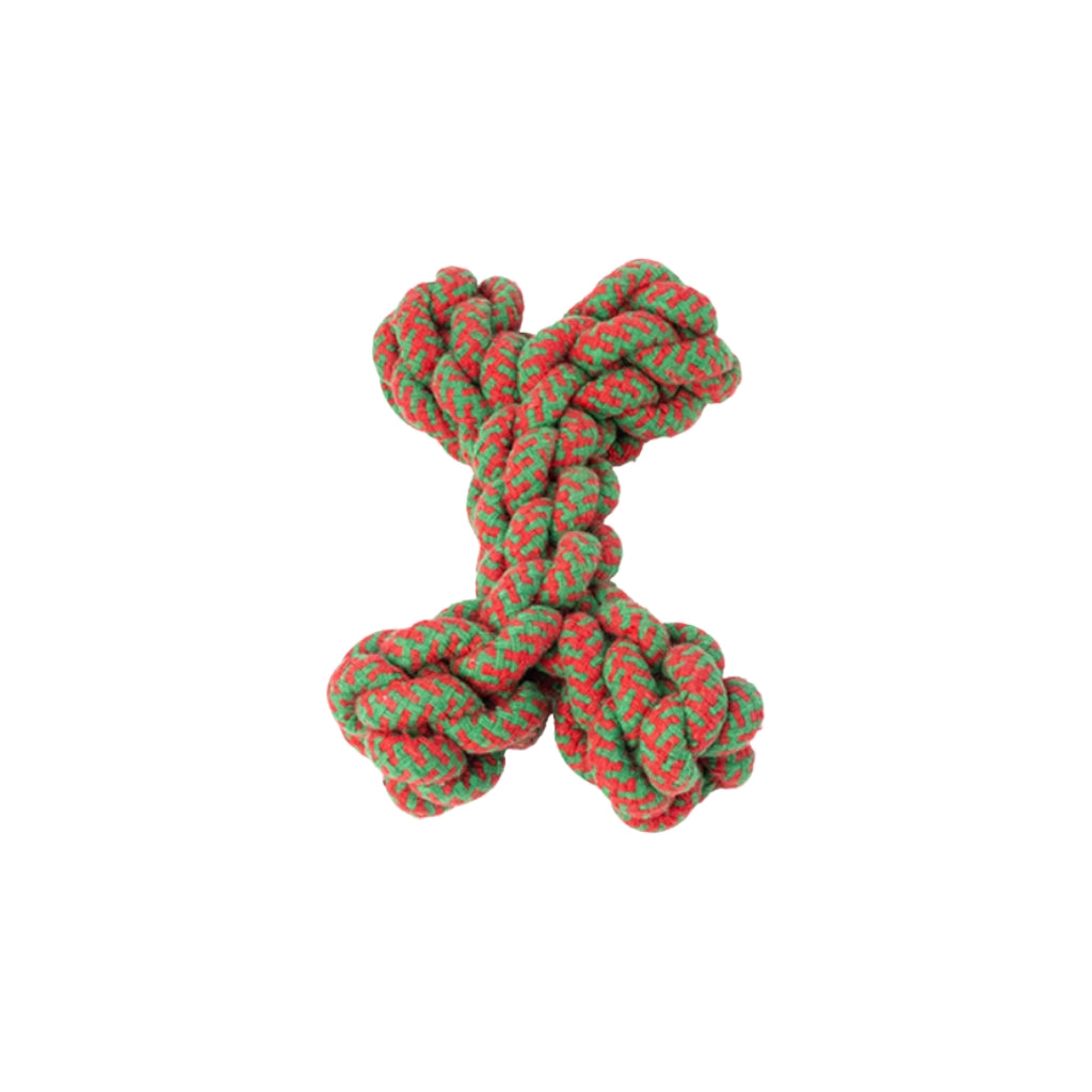 Holiday cotton rope chew toy for dogs of all sizes