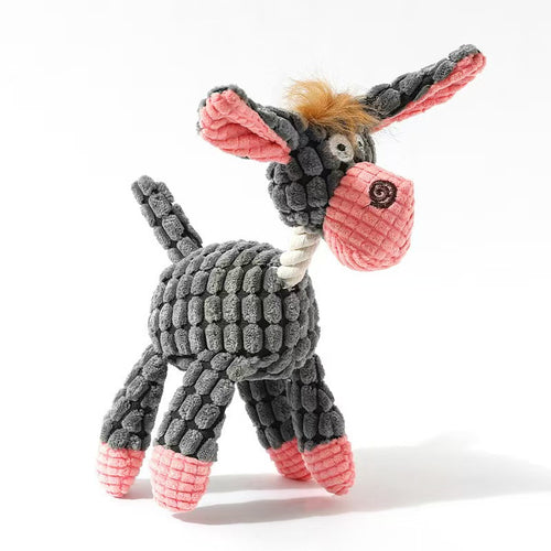 Soft squeaky dog toy in donkey shape for teething puppies